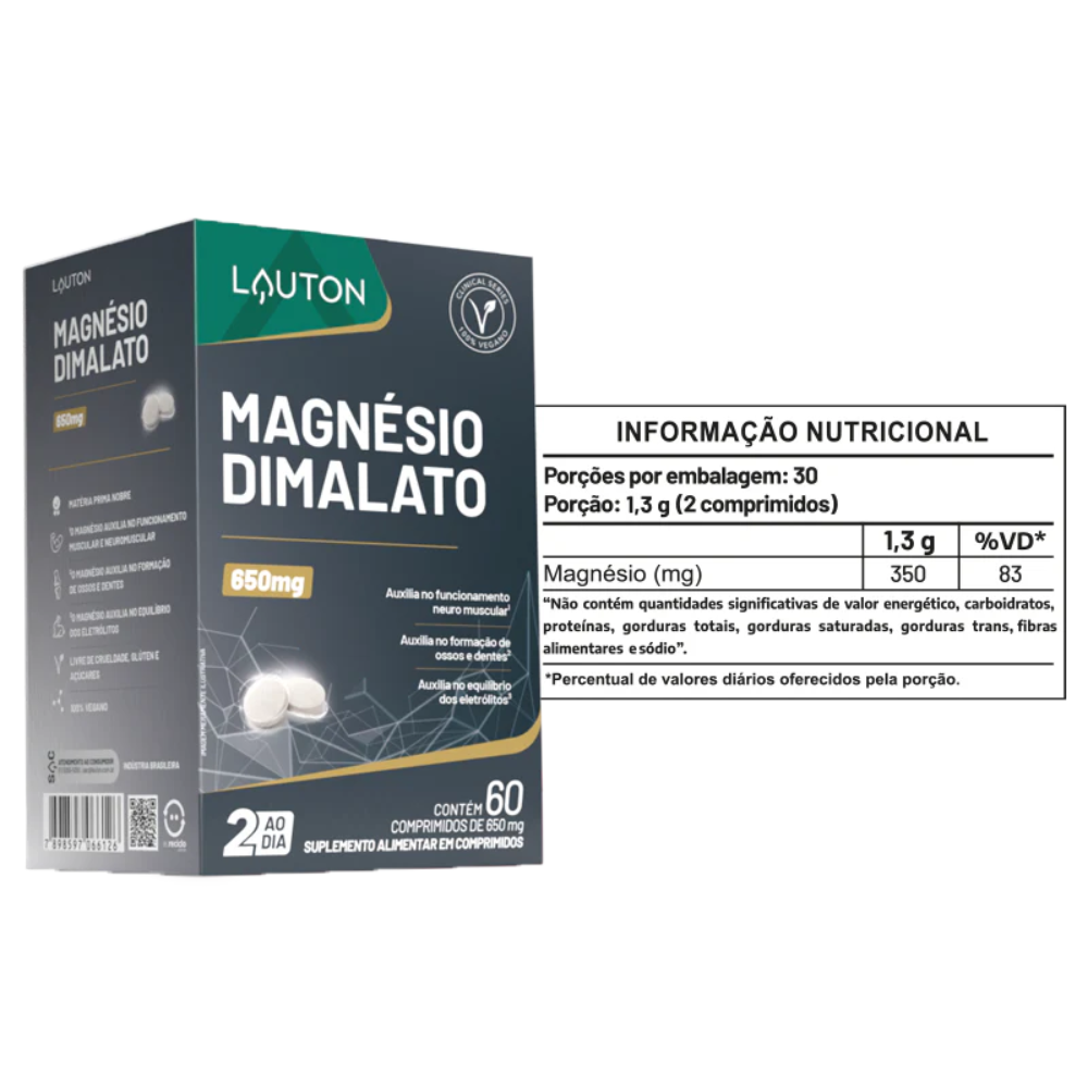 Magnésio Dimalato Max 60 Cápsulas Lauton Nutrition