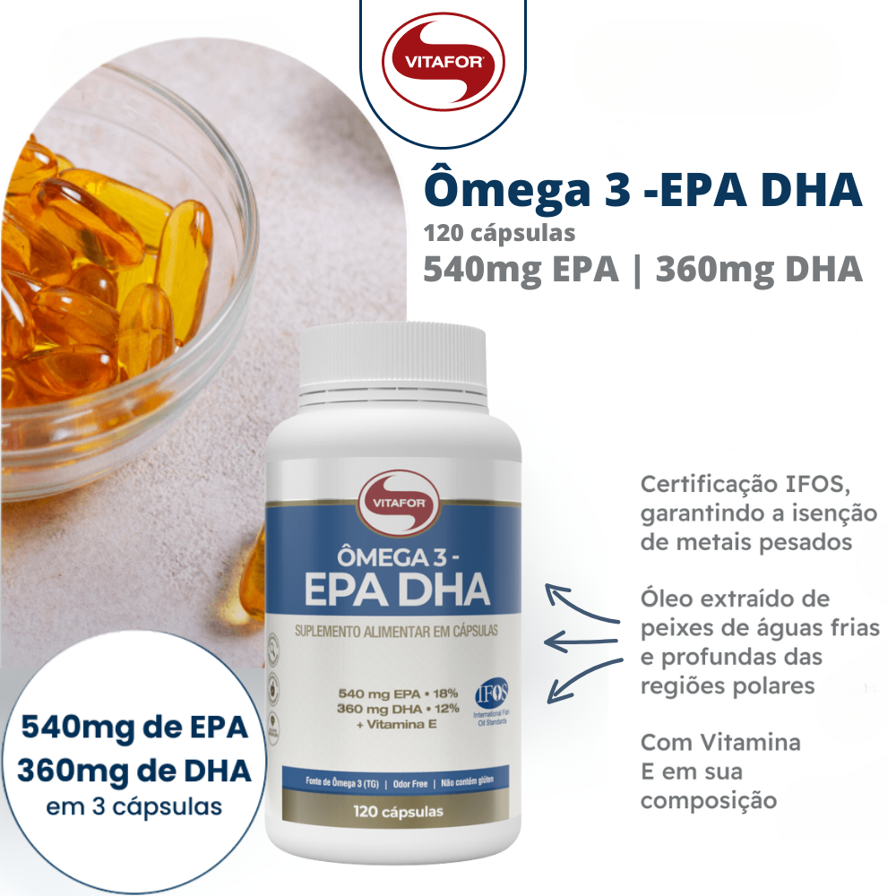 Ômega 3 EPA-DHA 120 Cápsulas Vitafor