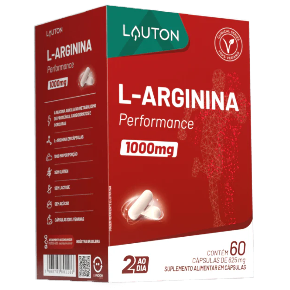 L-Arginina Plus 500mg 60 Cápsulas Lauton Nutrition Lauton