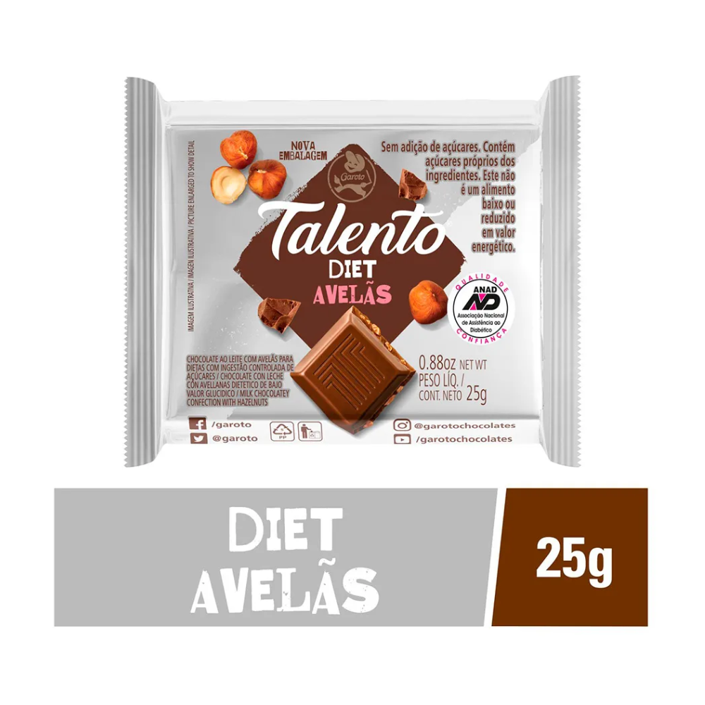 Talento Diet Avelã 25g Garoto Garoto