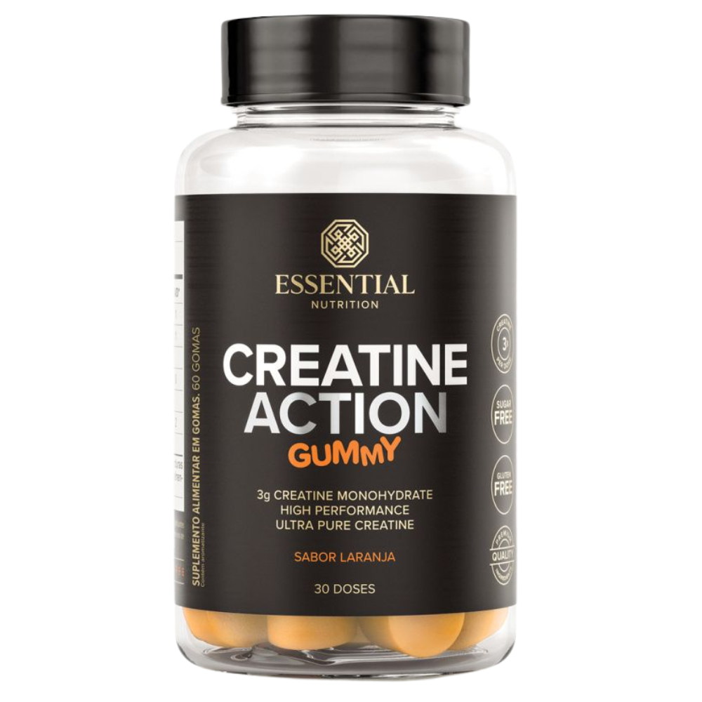 Creatine Action Gummy sabor laranja 30 gomas Essential Nutrition