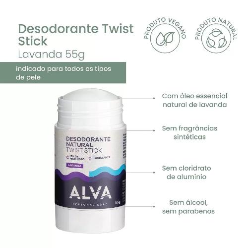 Desodorante Natural Twist Stick Lavanda 55g Alva