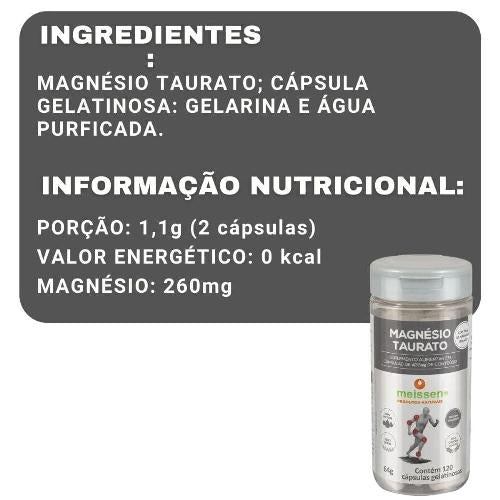 Magnésio Taurato 433mg 120 Cápsulas Meissen
