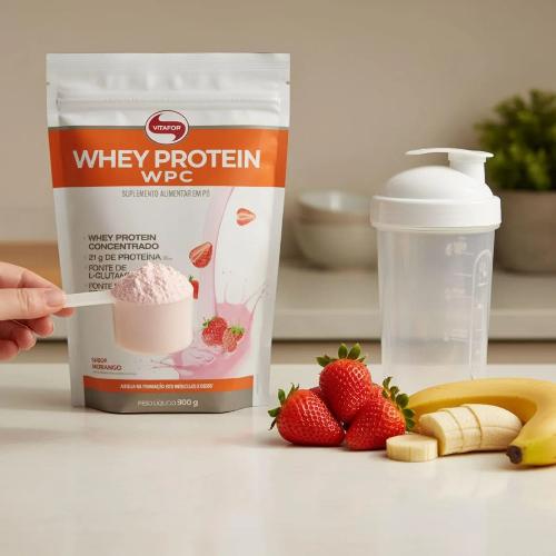 Whey Protein Vitafor Wpc Morango 900g