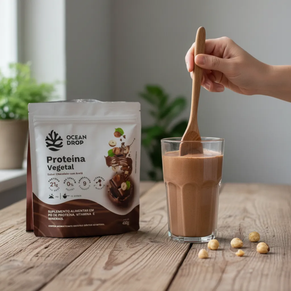 Proteína Vegetal Chocolate Com Avela 450g Ocean Drop Ocean Drop
