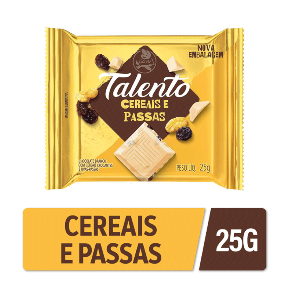 Talento Cereais e Passas Chocolate Branco 25g Garoto Garoto