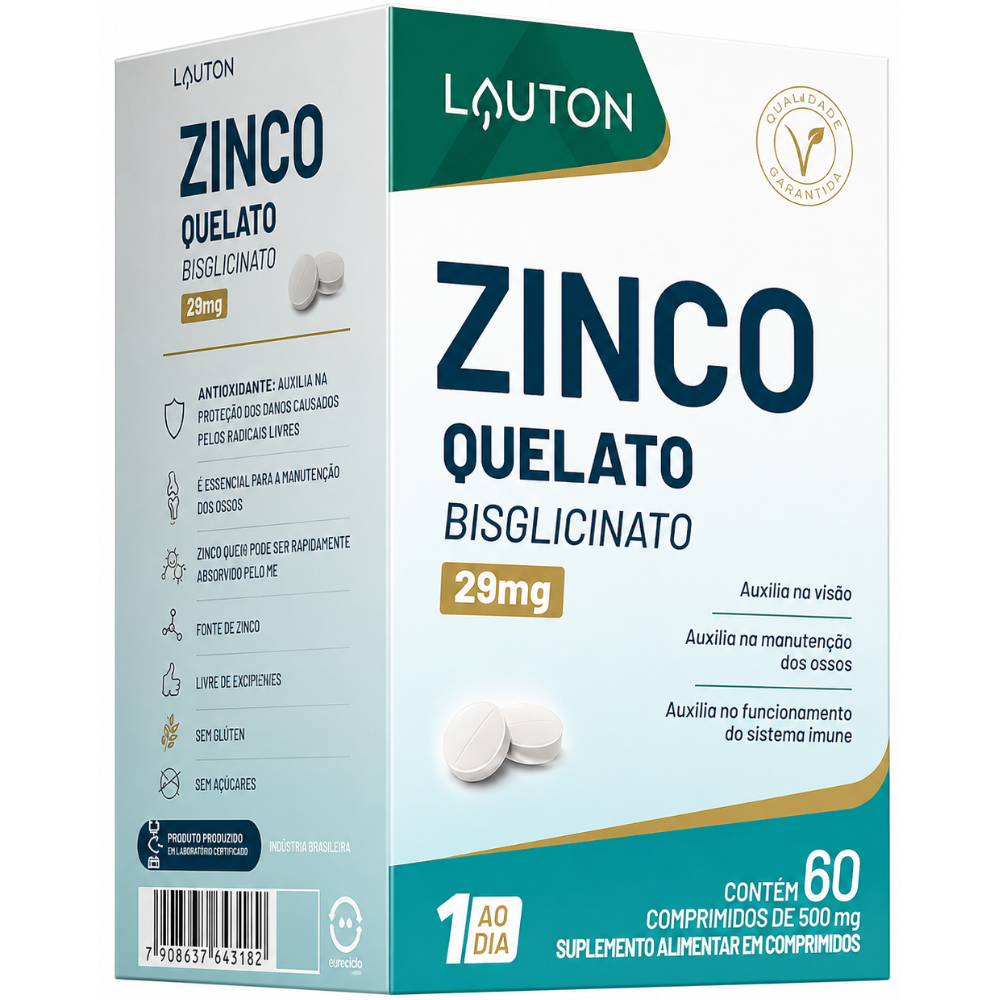 Zinco Quelato 29mg 60 Cápsulas Lauton Lauton