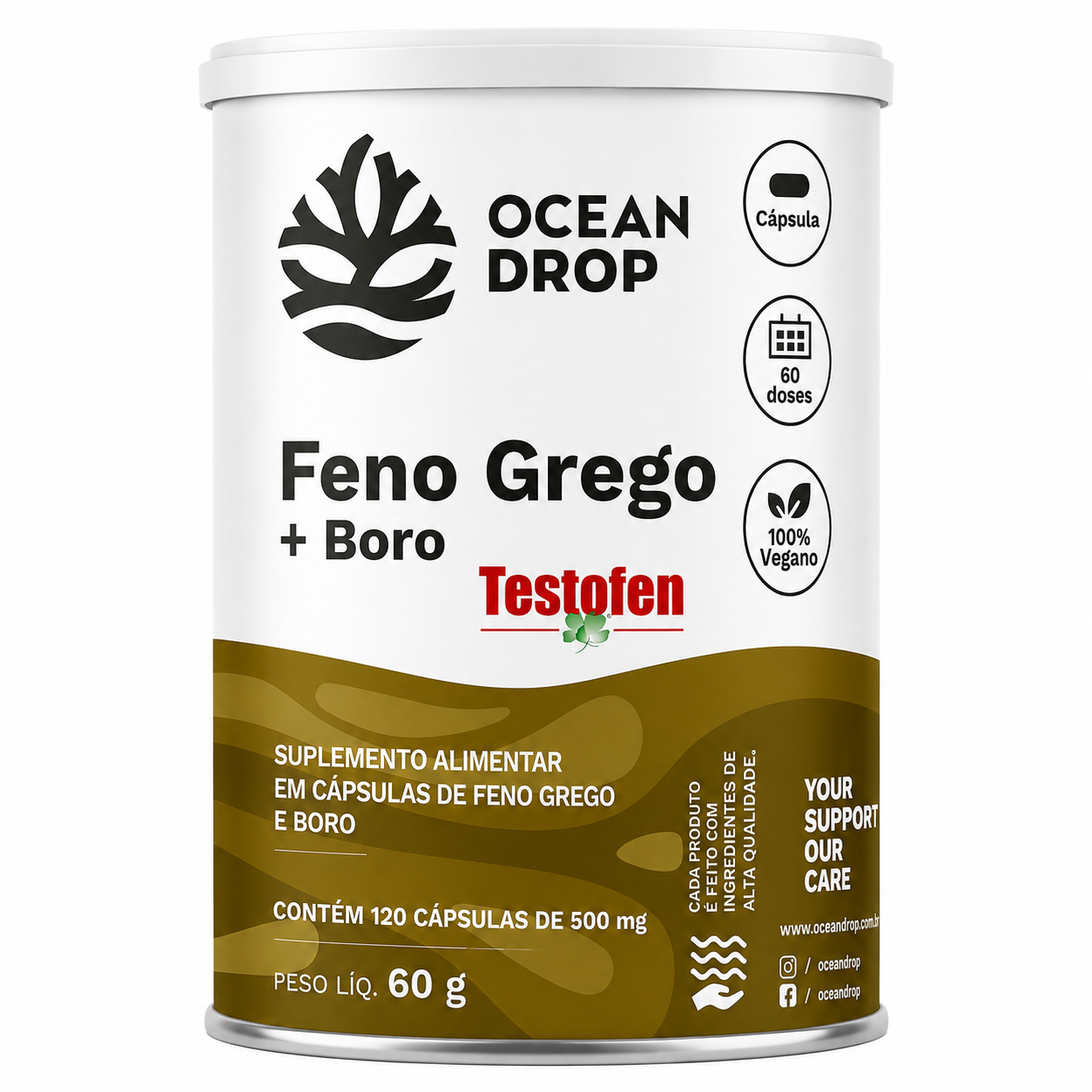 Feno Grego + Boro Testofen 120 Caps Ocean Drop Ocean Drop