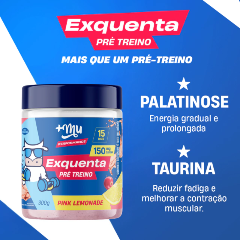 Exquenta Muke Pré Treino Pink Lemonade 300g +Mu MAISMU
