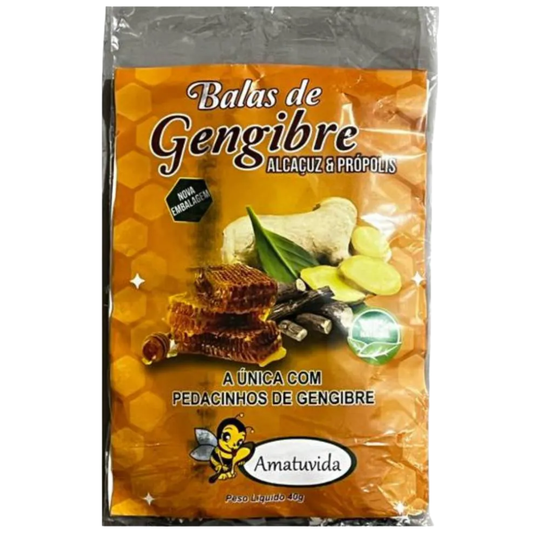 Bala de Gengibre com Alcaçuz e Própolis 40g Amatuvida Amatuvida
