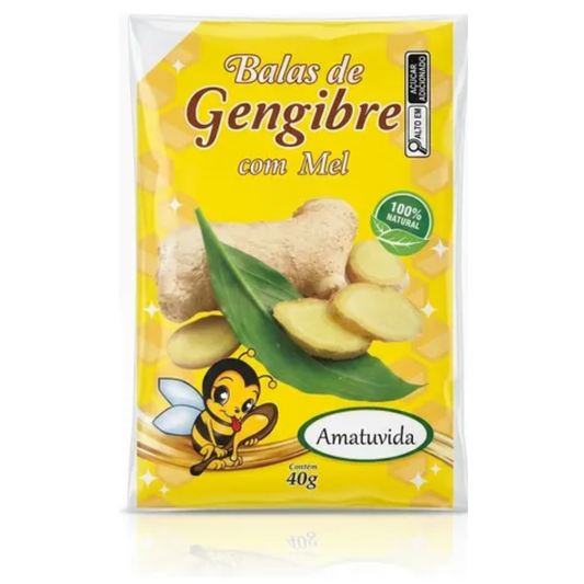 Bala Gengibre e Mel 40g Amatuvida Amatuvida