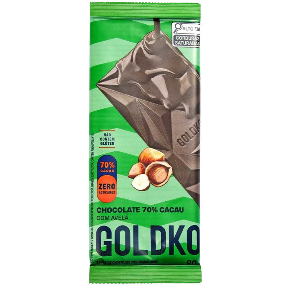 Barra de Chocolate 70% Cacau com Avelã Goldko Goldko