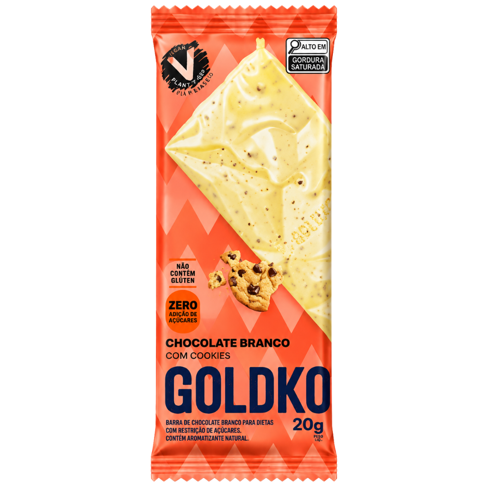Barra Chocolate Branco Cookies 20g Goldko Goldko