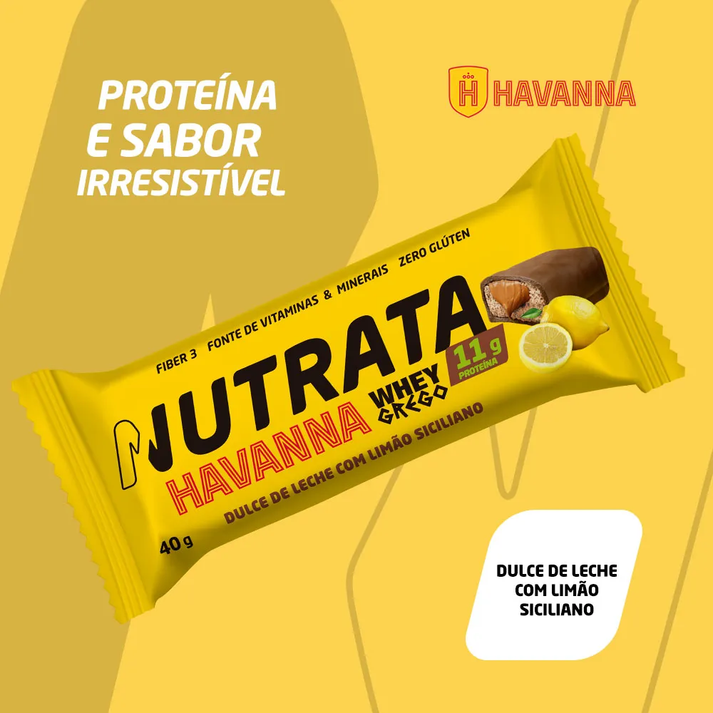 Barra Whey Grego Bar Limão Siciliano e Dulce de Leche 40g Havanna Nutrata