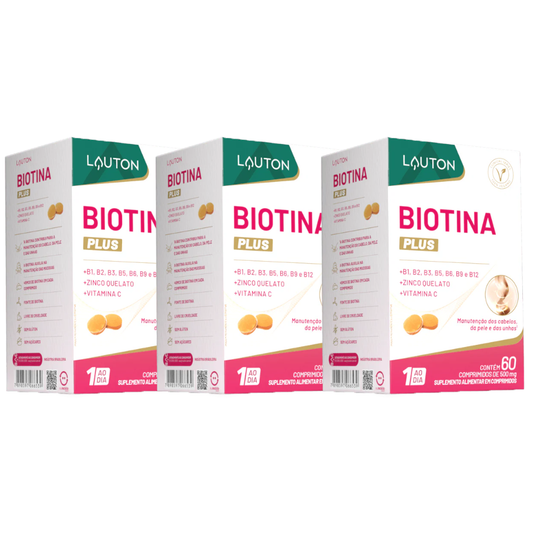 Kit 3 Biotina Plus 45MCG 60 Cápsulas Lauton