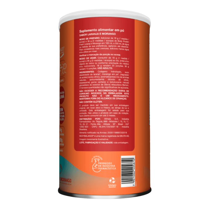 Body Protein Fresh Laranja e Morango 450g Equaliv Equaliv