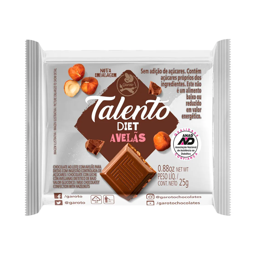 Talento Diet Avelã 25g Garoto Garoto