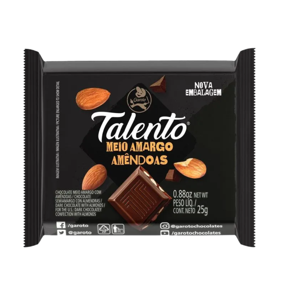 Talento Amêndoas e Chocolate Meio Amargo 25g Garoto Garoto