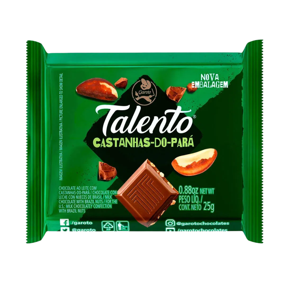 Talento Castanhas-do-Pará 25g Chocolate ao Leite Garoto Garoto