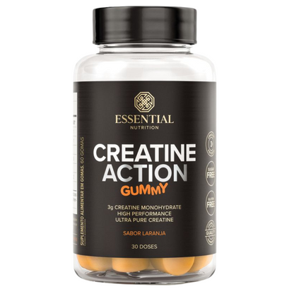 Creatine Action Gummy sabor laranja 30 gomas Essential Nutrition