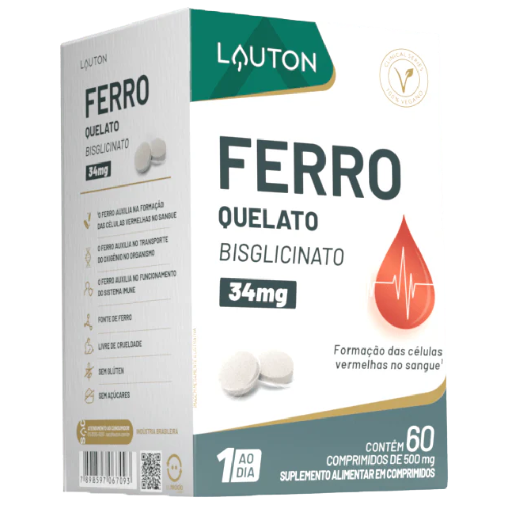 Ferro Quelato 34mg 60 Cápsulas Lauton Lauton