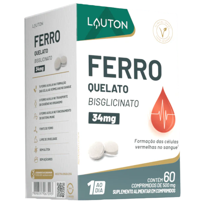 Ferro Quelato 34mg 60 Cápsulas Lauton Lauton