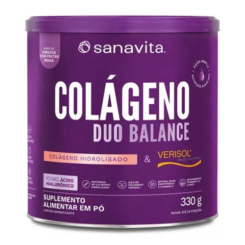 Colágeno Duo Balance Hibiscus Com Frutas Roxas 330g Sanavita