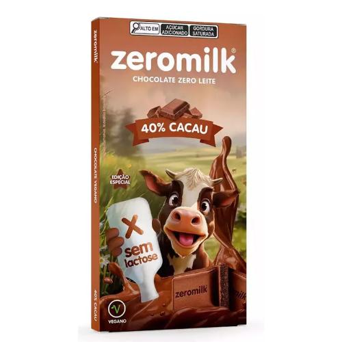 Zeromilk Chocolate 40% Cacau 80g Vegan Zeromilk