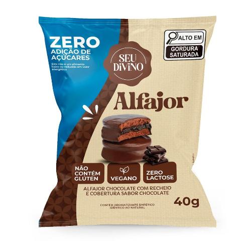 Alfajor de Chocolate Zero Açúcar 40g Seu Divino