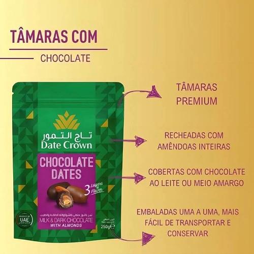 Tâmaras com Chocolate e Amêndoas 250g Date Crown Emporio Aurea