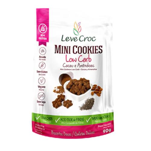 Mini Cookies Low Carb Cacau e Amêndoas 90g Leve Croc