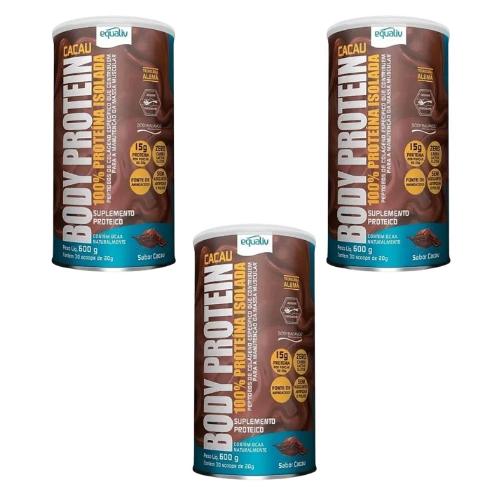 Kit 3 Body Protein Cacau 600G Equaliv
