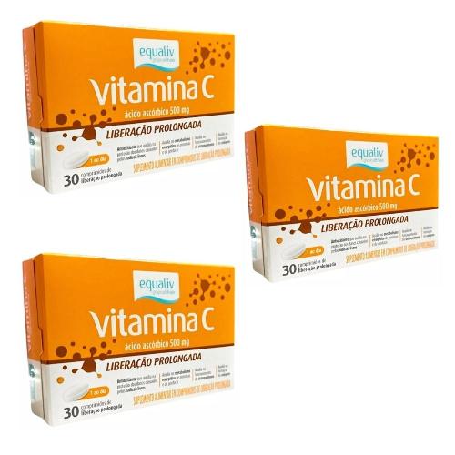 Kit Vitamina C 500mg 30 Comprimidos Equaliv 3 Unidades