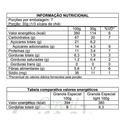 Granola Sem Glúten Especial Light 200g Cereal Crock