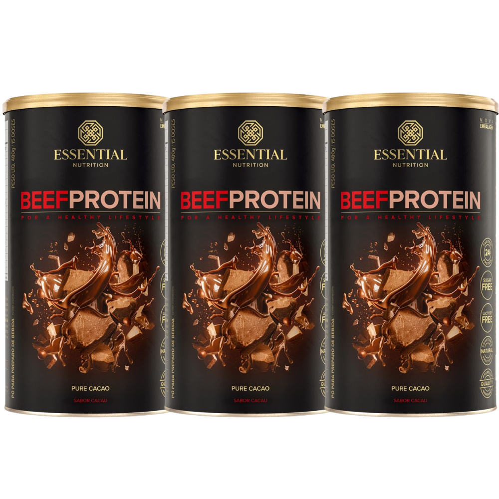 Kit 3 Beef Protein Cacau 480G Essential Essential