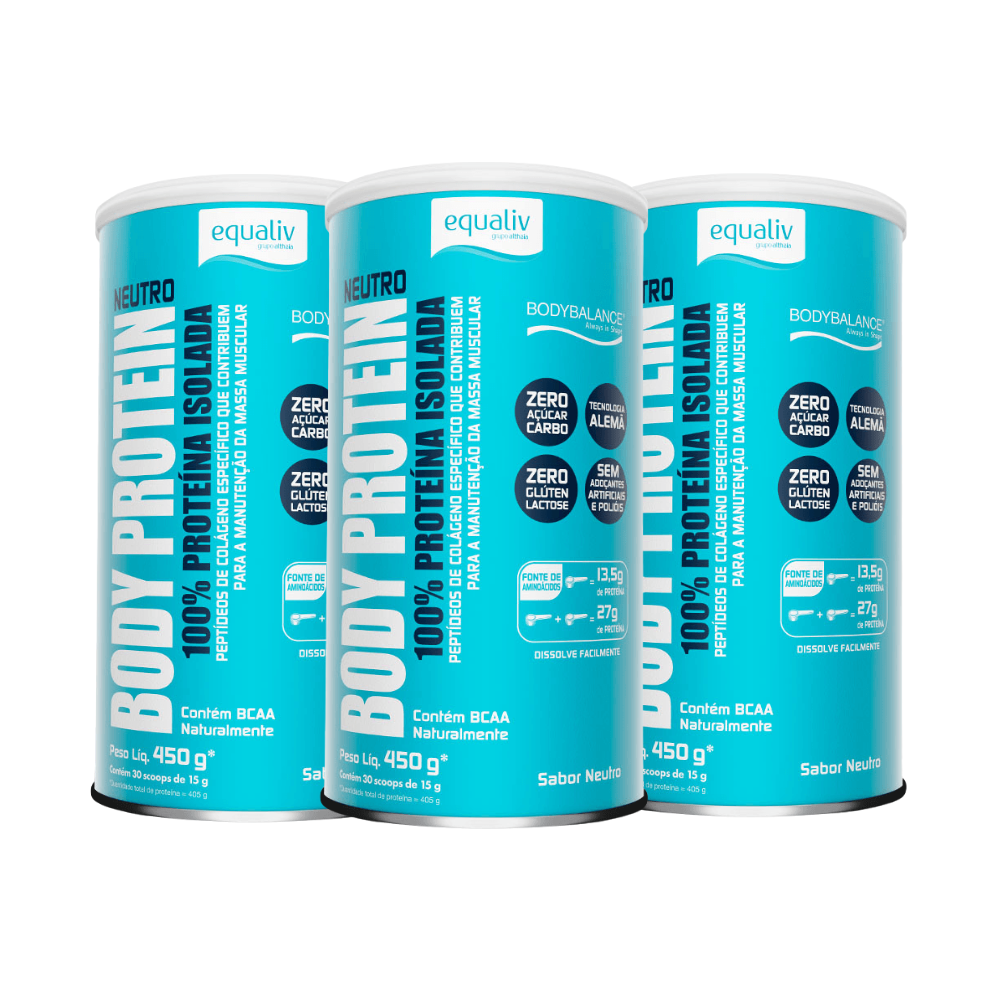 Kit 3 Body Protein Neutro 450G Equaliv