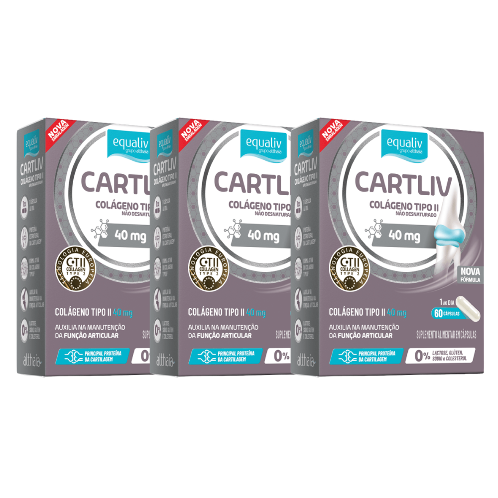Kit 3 Cartliv Colágeno Tipo 2 60 Cápsulas Equaliv