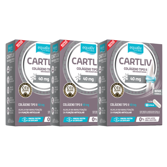 Kit 3 Cartliv Colágeno Tipo 2 60 Cápsulas Equaliv
