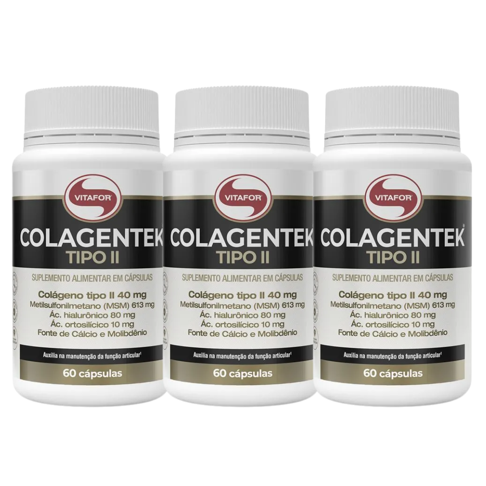 Kit 3 Colagentek Colageno Tipo 2 60 Capsulas Vitafor