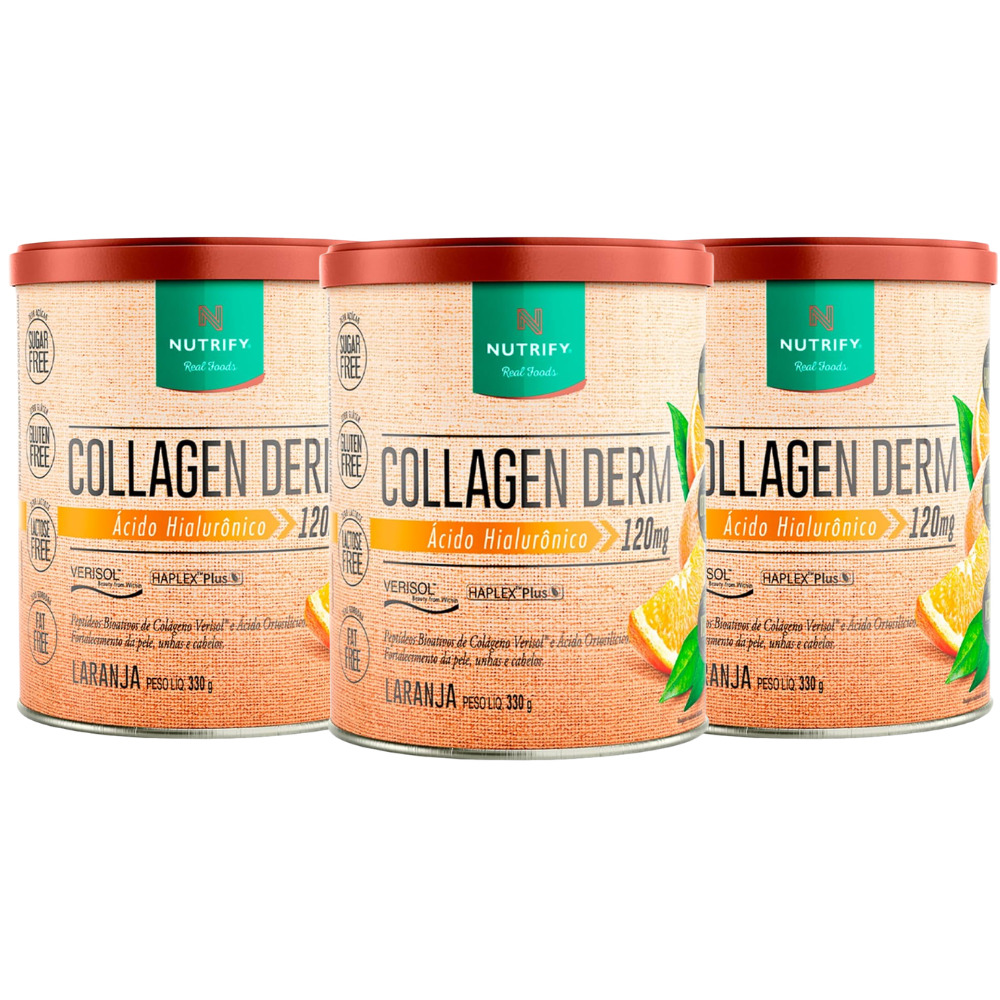Kit 3 Collagen Derm Hialurônico Laranja 330G Nutrify