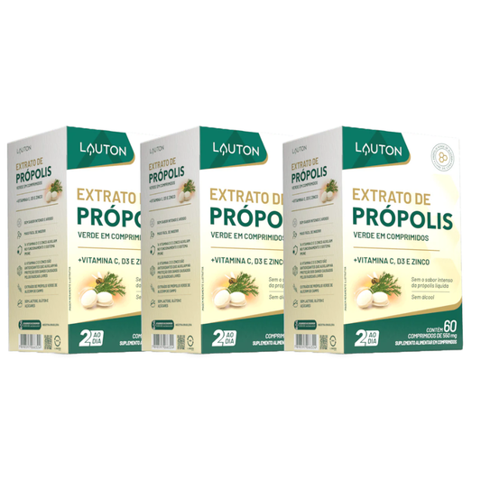 Kit 3 Extrato de Própolis 60 Cápsulas 550MG Lauton