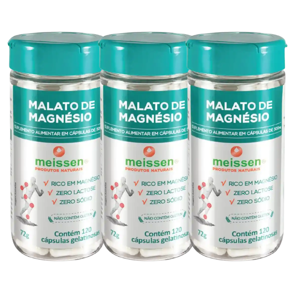 Kit 3 Magnésio Malato 120 Cápsulas 500mg Meissen