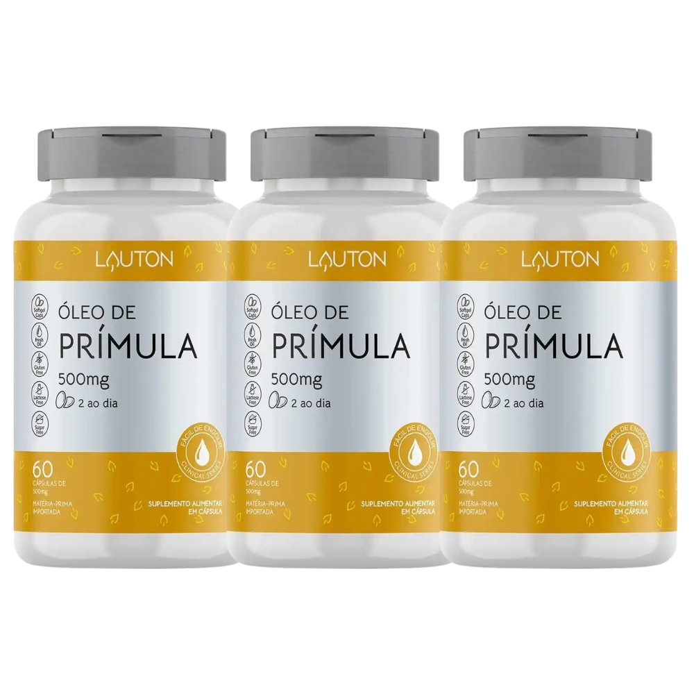 Kit 3 Óleo de Prímula 500MG 60 Cápsulas Lauton