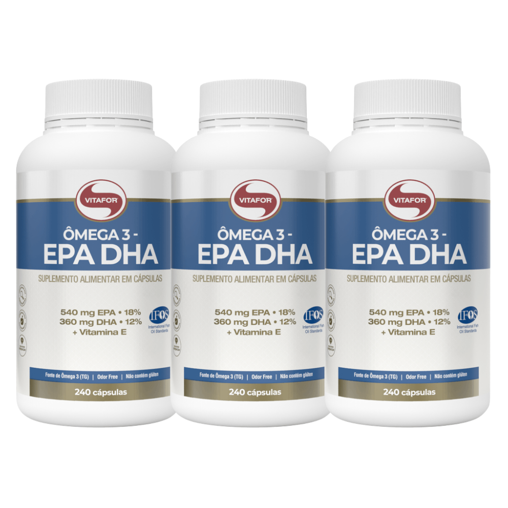 Kit 3 Ômega 3 EPA DHA 240 Cápsulas Vitafor