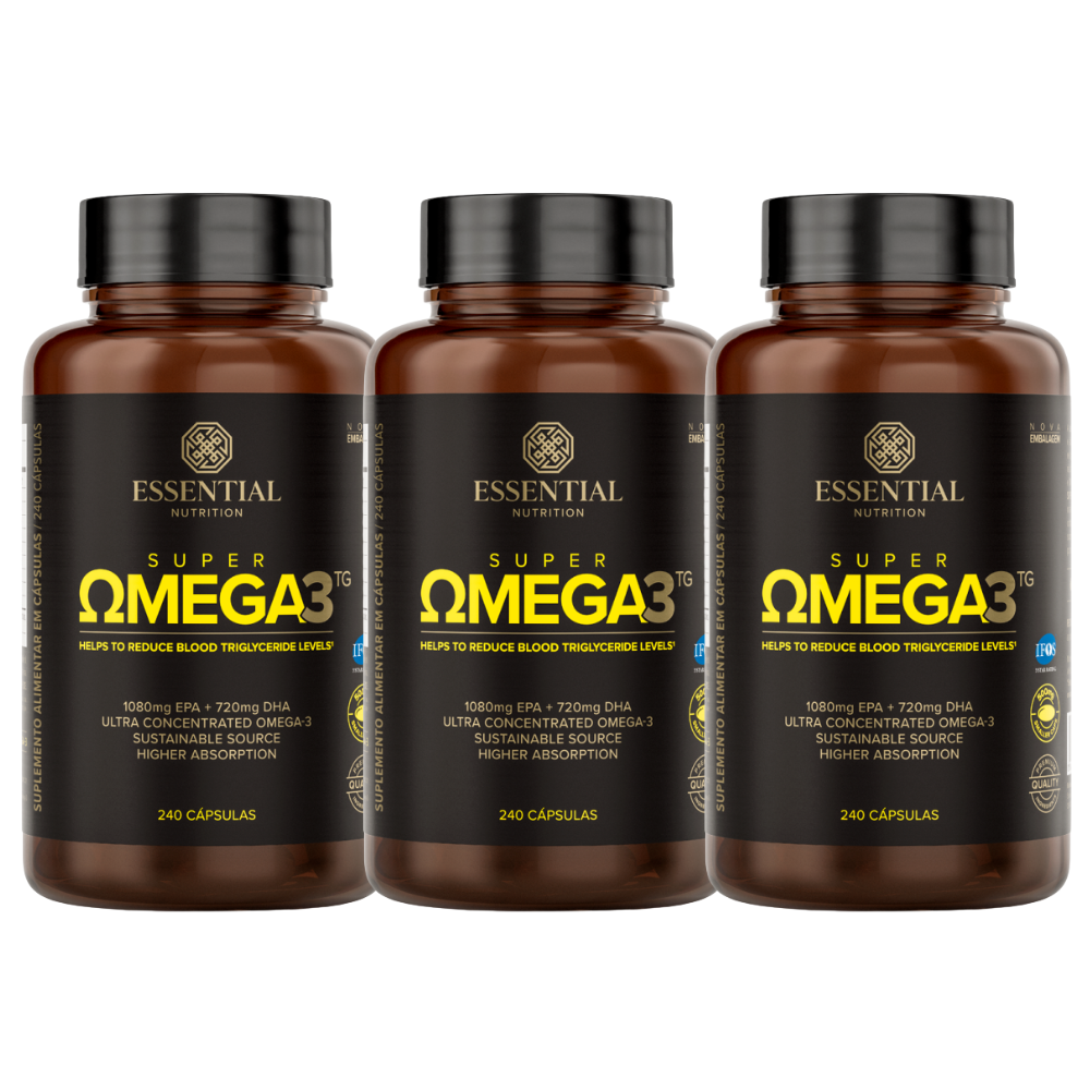 Kit 3 Super Ômega 3 TG 500MG 240 Cápsulas Essential