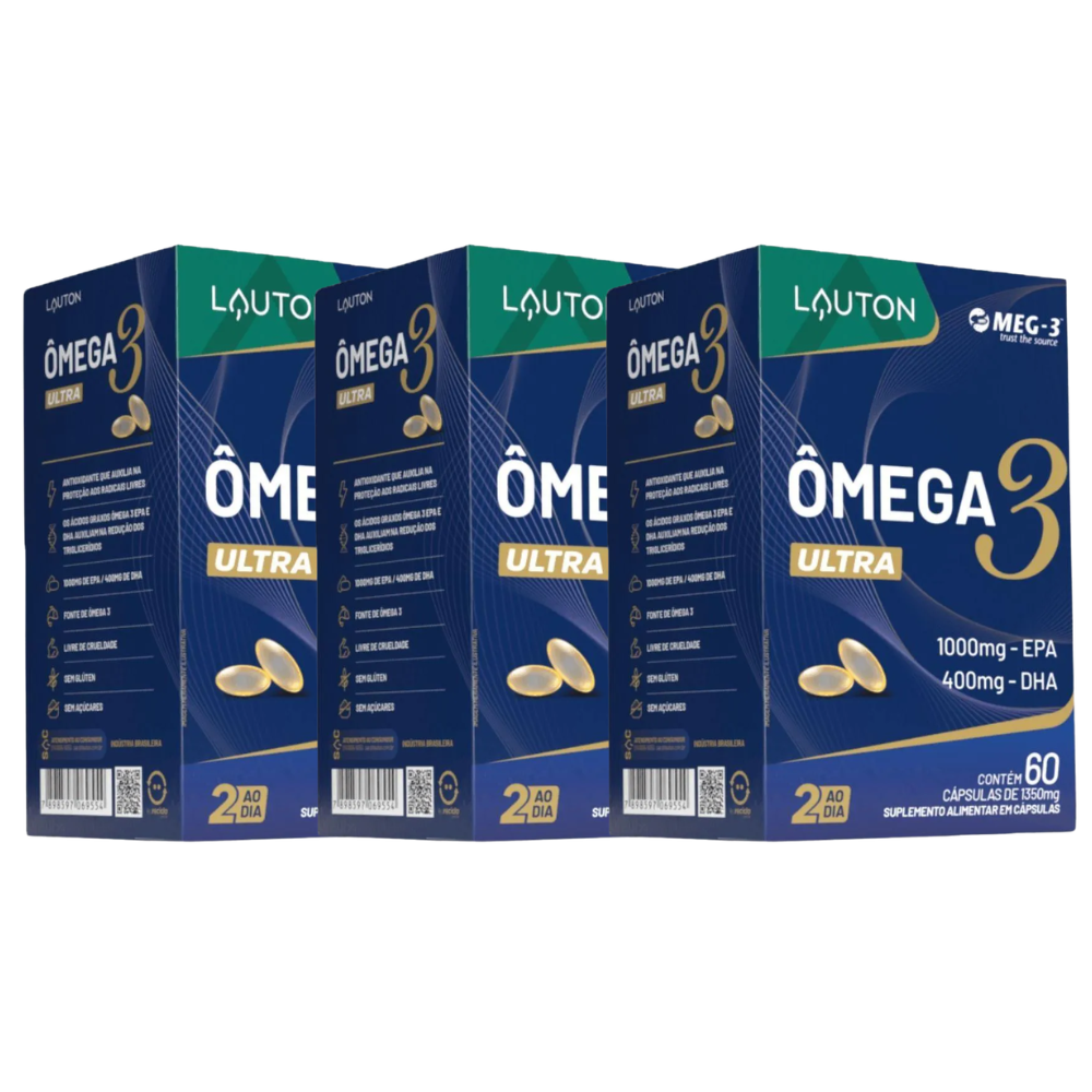 Kit 3 Ômega 3 Ultra 1000MG EPA 60 Cápsulas Lauton