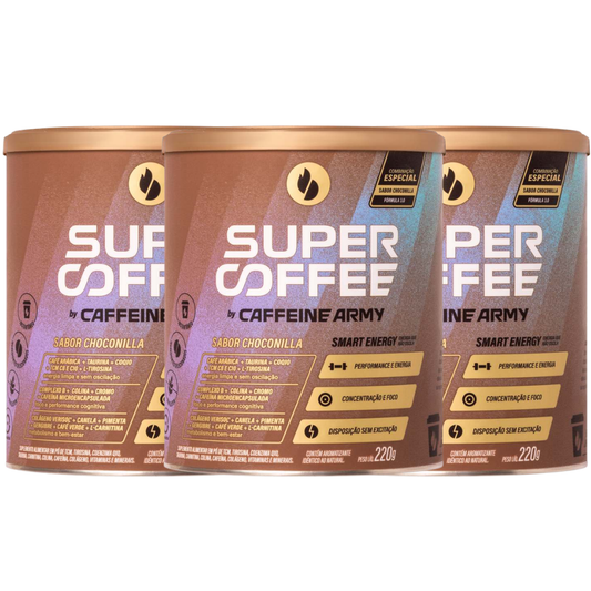 Kit 3 Supercoffee 3.0 Choconilla 220g Caffeine Army
