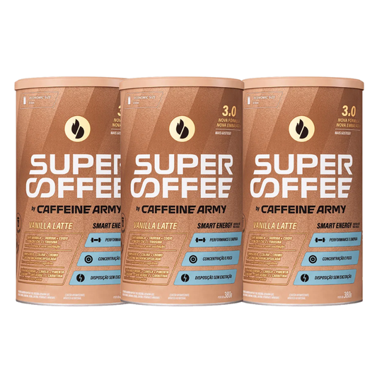 Kit 3 Supercoffee 3.0 Vanilla Latte Economic Size 380G Caffeine Army