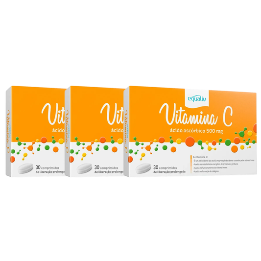 Kit Vitamina C 500mg 30 Comprimidos Equaliv 3 Unidades