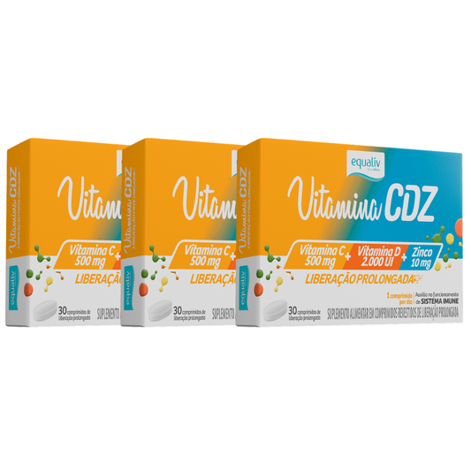 Kit 3 Vitamina CDZ 30 Comprimidos Equaliv